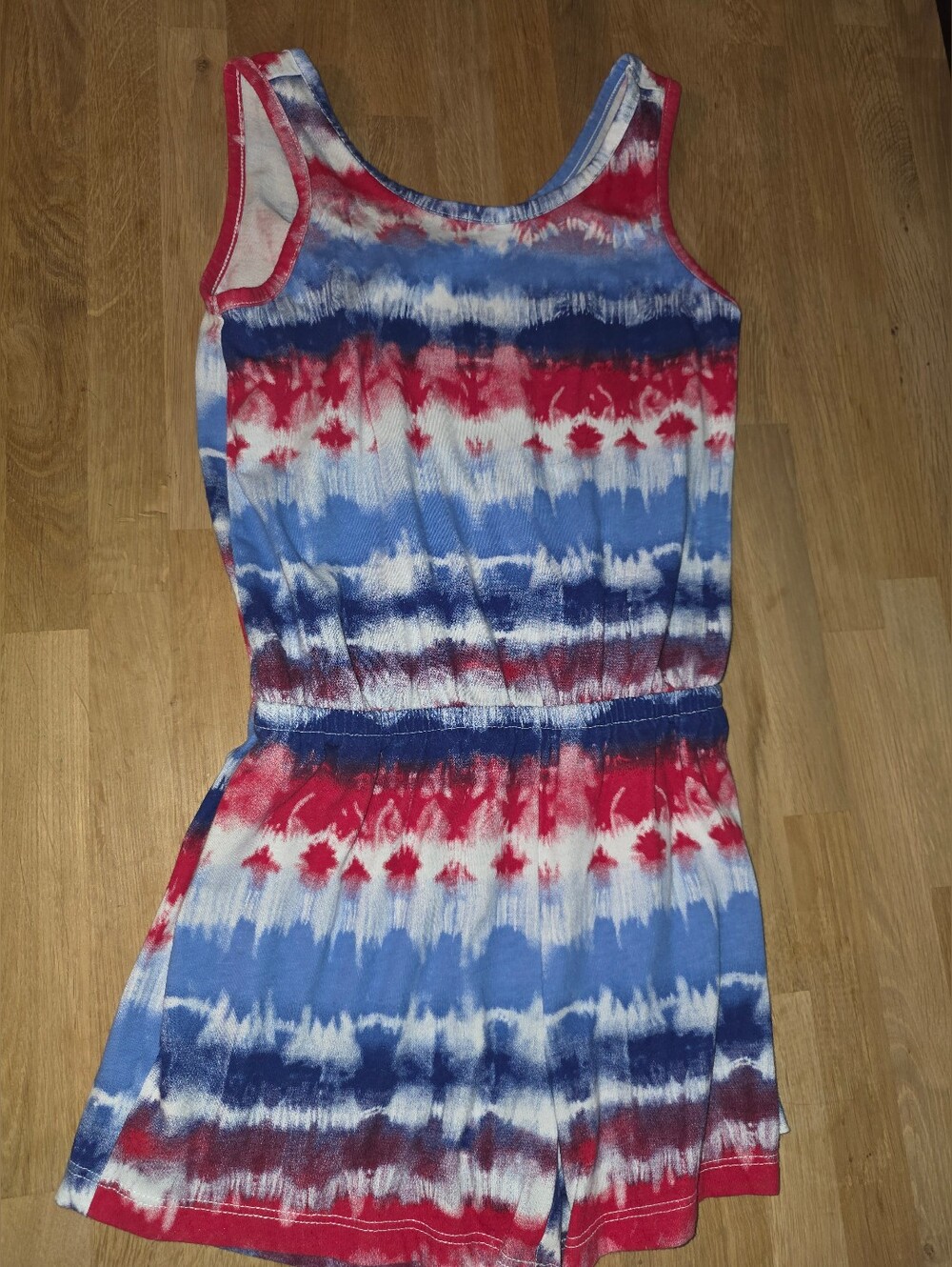The Children's Place Red, Blue & White Tie-Dye USA Romper Medium (7/8) NWOT